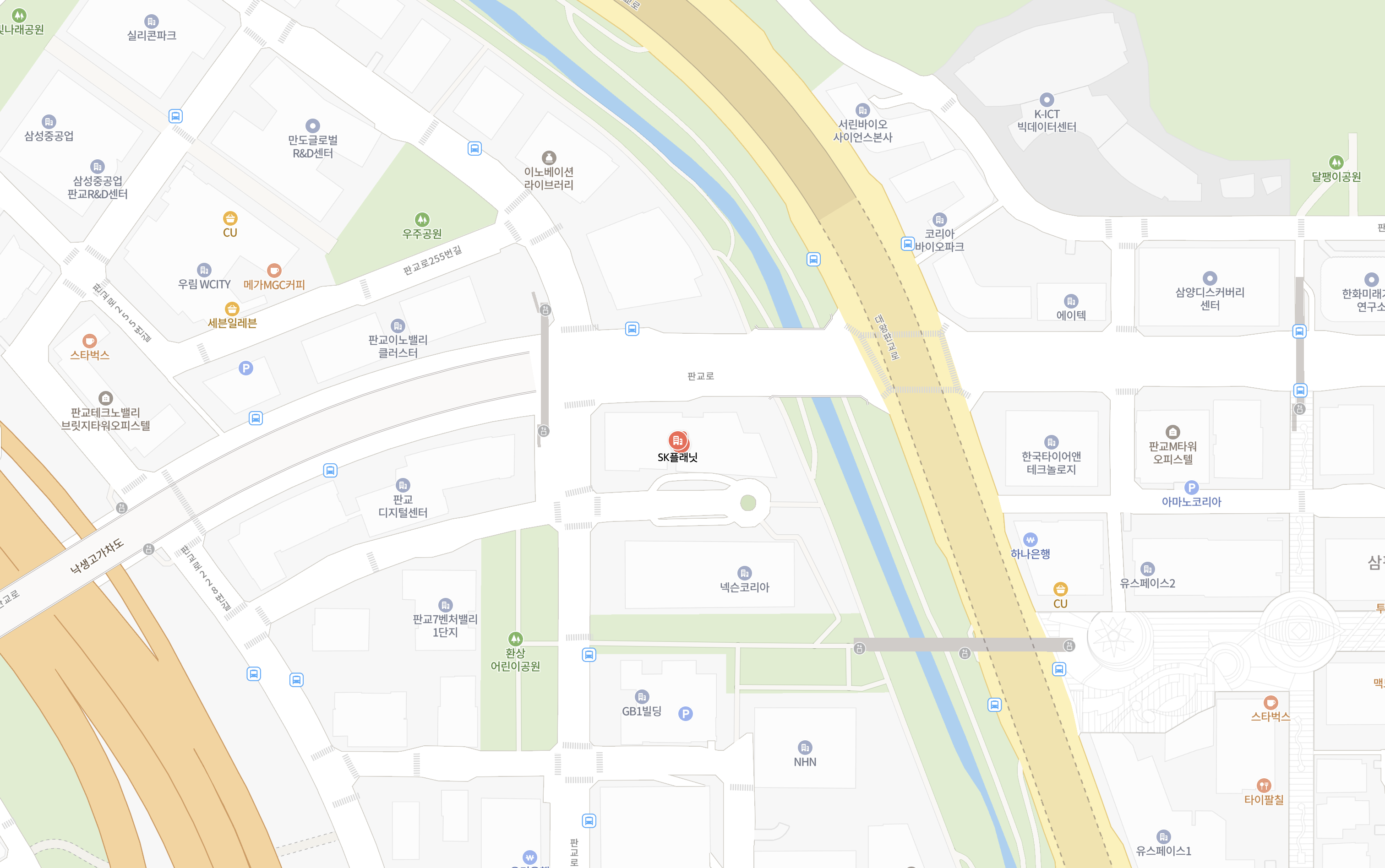 Map showing The Planet SK planet in Pangyo